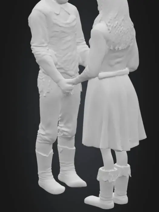 3D model for a lone cowboy figure a cowboy gives a hand to Gabriela Volkov - a brunette woman, a beautiful brunette covered in mud, her face is dirty, her clothes are dirty in mud, the cowboy gives her a hand, she stretches out her hands to accept help,  clad in worn leather and a wide-brimmed hat, resembling classic western characters, stands poised with a rifle, his face stern and focused, as he takes aim with his rifle, set against a haunting backdrop of a misty and desolate swamp, with twisted cypress trees and murky waters, evoking a sense of melancholy and foreboding, the atmosphere thick with a deep sense of sorrow, the colors muted and subdued, with shades of blue and grey dominating the scene, as the cowboy's rugged features and determined expression convey a sense of resilience and gril