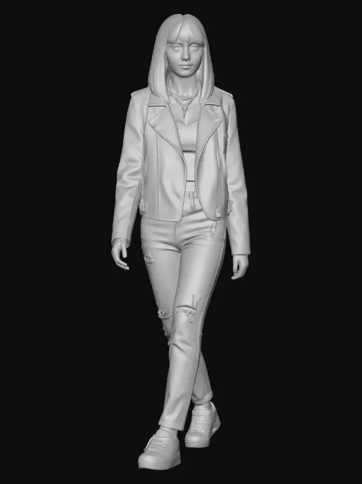 3D model for Leather Jacket Street Style