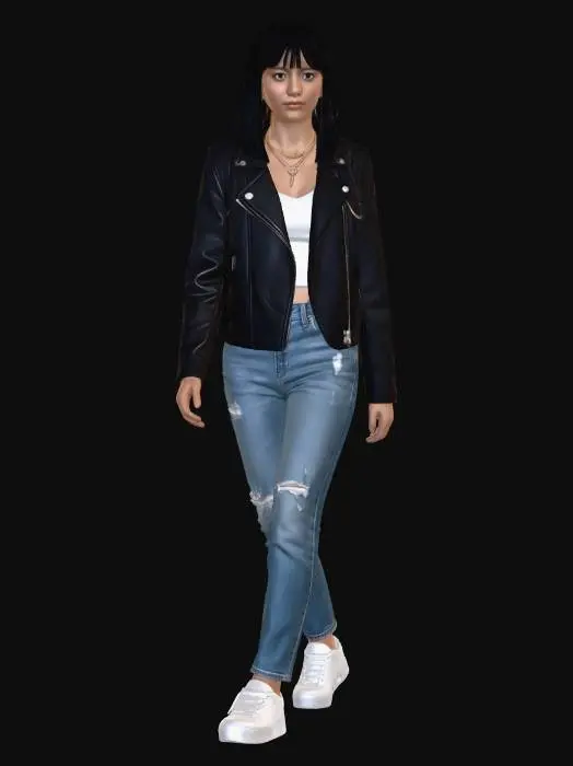 3D model for Leather Jacket Street Style