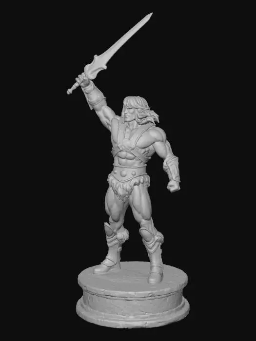 3D model for masters of the universe He'' MAN character with sword raised in air