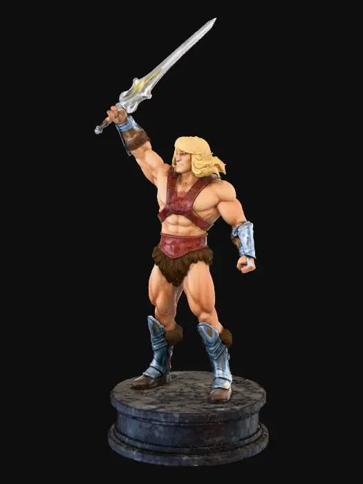 3D model for masters of the universe He'' MAN character with sword raised in air