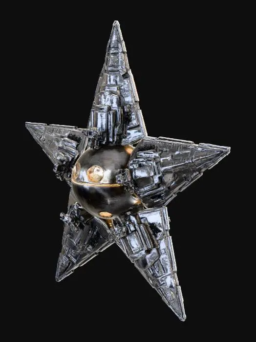 3D model for Christmas tree star with death star center and star destroyer ships as each point of the star