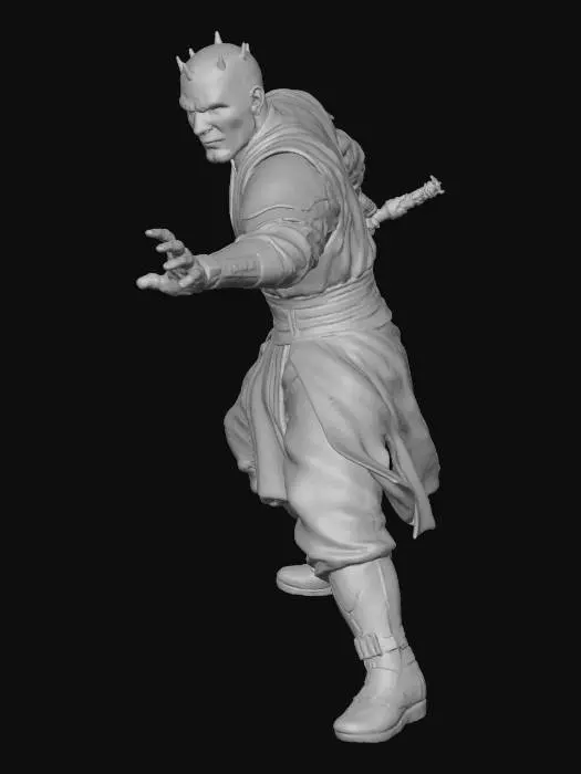 3D model for star wars  darth maul with his double light saber using the force