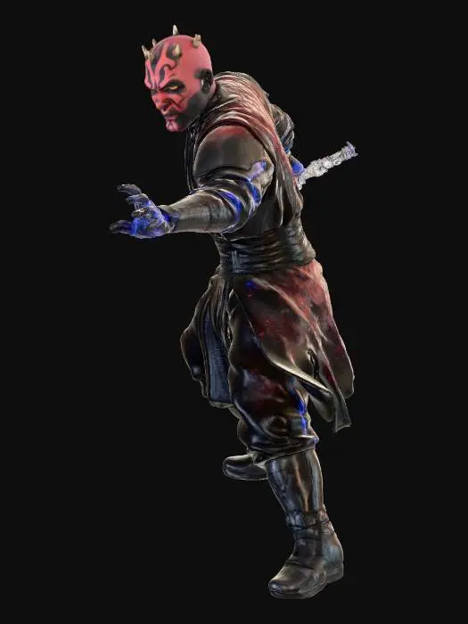 3D model for star wars  darth maul with his double light saber using the force