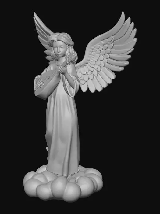 3D model for angel playing heavenly lute