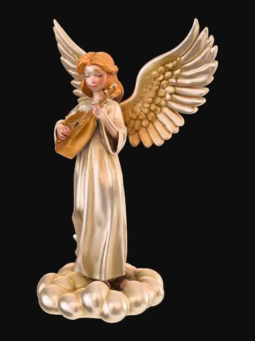 3D model for angel playing heavenly lute