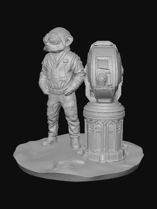 3D model for star wars  nien nunb with turret on pedestal on star wars battle front