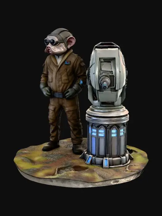 3D model for star wars  nien nunb with turret on pedestal on star wars battle front