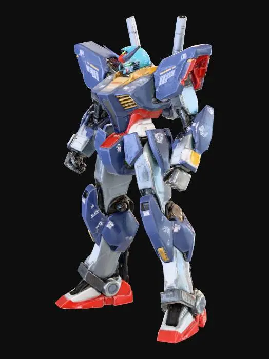 3D model for Battle mech inspired by Gundam 00 and armored core for answers in t pose for unreal engine 5 game