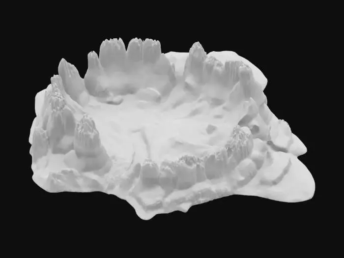 3D model for A Monolithic mountain range, HDR, Layered granite, rhyolite, quartz and andesite loose banding
