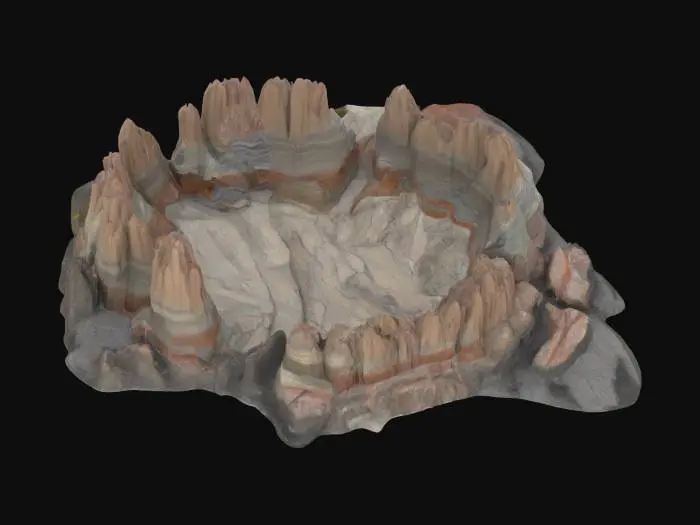 3D model for A Monolithic mountain range, HDR, Layered granite, rhyolite, quartz and andesite loose banding
