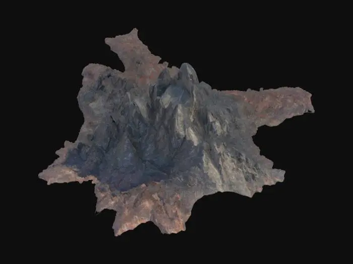 3D model for A Monolithic mountain range, HDR, Layered granite, rhyolite, quartz and andesite loose banding