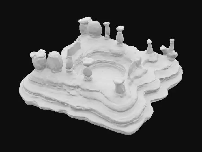 3D model for A Stepped Plateau pillar plain, HDR Banded Geology, Sunburnt orange rock, Sandy Desert, Landscape 