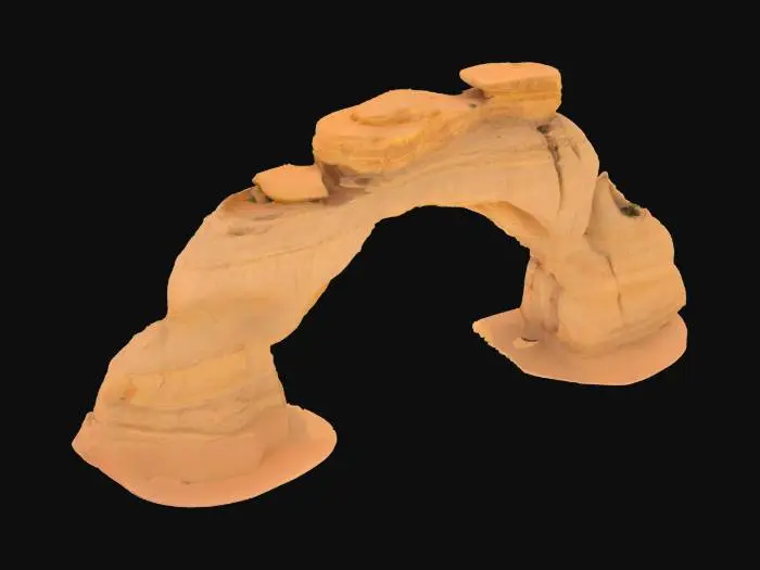 3D model for A large sandstone arch, HDR, Landscape, sand dune desert, Hidden oasis, Lake