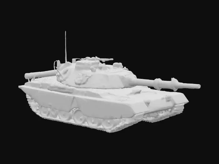 3D model for A Sci-fi Steam Punk M1 Abrams tank, detailed metallic texturing, large central turret cannon, small auxiliary turrets, Highly Detailed, HDR