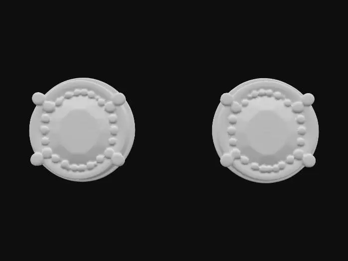 3D model for A pair of screw-back blue sapphire and sterling silver stud earrings, HDR, Highly Detailed, Modern vintage style