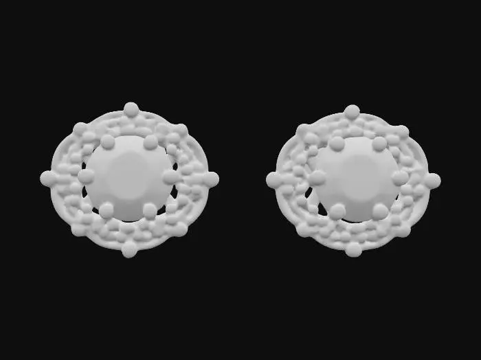 3D model for A pair of screw-back blue sapphire and sterling silver stud earrings, HDR, Highly Detailed, Modern vintage style