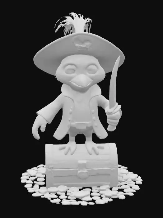 3D model for A cartoon Style anthropromoric Red Robin-man Pirate, HDR