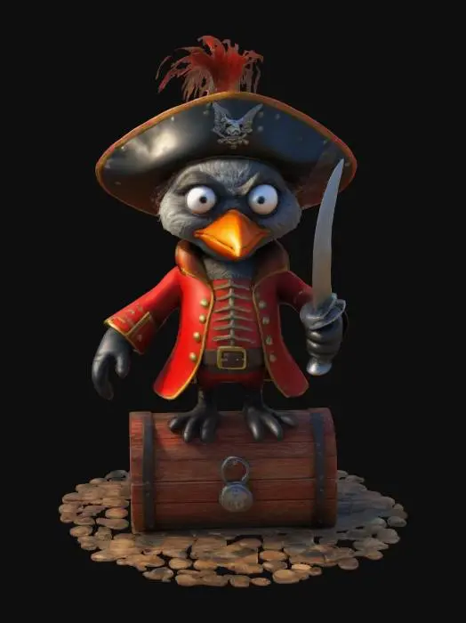 3D model for A cartoon Style anthropromoric Red Robin-man Pirate, HDR