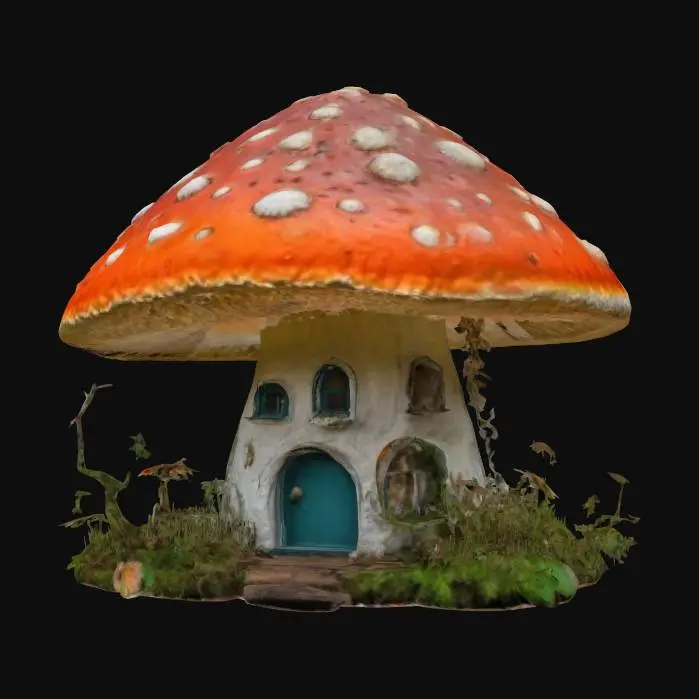3D model for A large Amanita Mushroom made into a house.