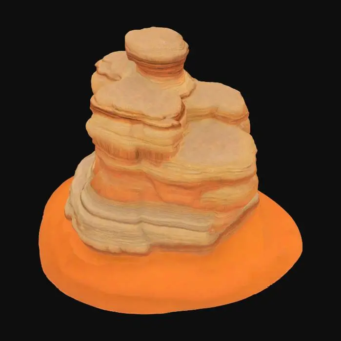 3D model for A Stepped Plateau pillar plain, HDR Banded Geology, Sunburnt orange rock, Sand Dune Desert, Landscape 