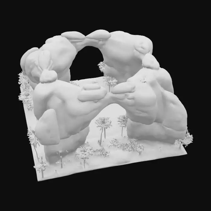 3D model for A large sandstone arch, HDR, Landscape, sand dune desert, Hidden oasis, Lake