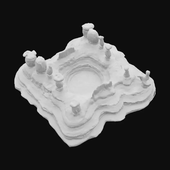 3D model for A Stepped Plateau pillar plain, HDR Banded Geology, Sunburnt orange rock, Sandy Desert, Landscape 