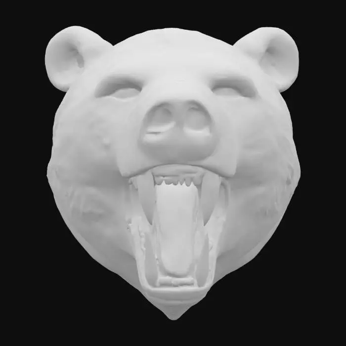 3D model for The Head of a Bear with large exposed teeth, highly detailed Fur, HDR