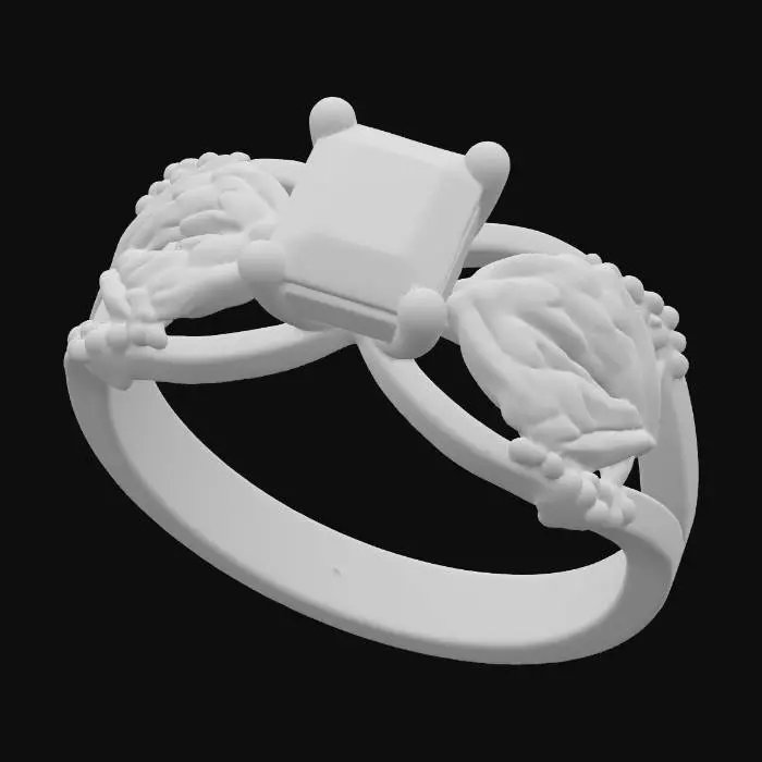 3D model for This unique two-tone ring, blending polished yellow and white gold, prominently displays a warm, golden princess-cut diamond. The split shank comprises two distinct strands, one yellow and one white, that softly braid and intertwine, culminating in a subtle twist before ascending to the central setting. Its varied metallic luster and smooth, interlocked texture offer a visually and tactilely engaging piece.