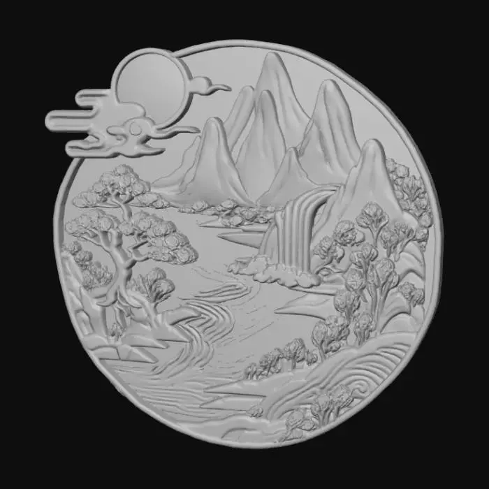 3D model for Shan Shui Blank Enamel Pin