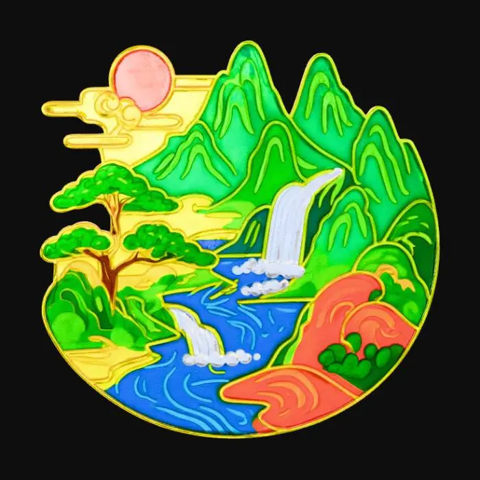 3D model for Shan Shui Inspired Enameled Pin