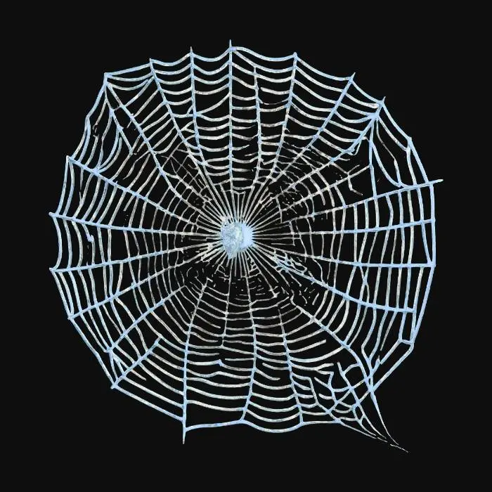 3D model for A delicate, lacey bundle of intricate spider webs, shimmering with a translucent, pearlescent sheen. The interwoven silk threads create a chaotic yet beautiful structure, appearing soft and ethereal. Each strand is fine and slightly sticky, forming a fragile, irregular shape that feels cool and gossamer to the touch, highlighting its delicate, almost ethereal material.