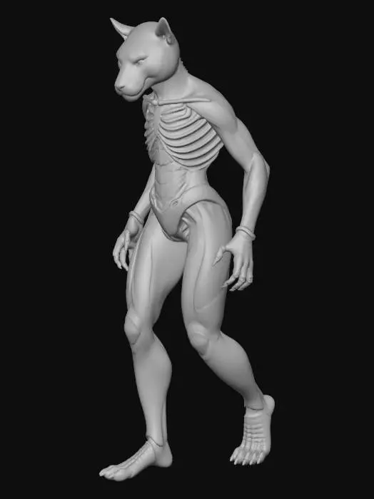 3D model for a walking eye of the tiger animal deserted left behind, lonesome but very handsome and attractive glowy insight