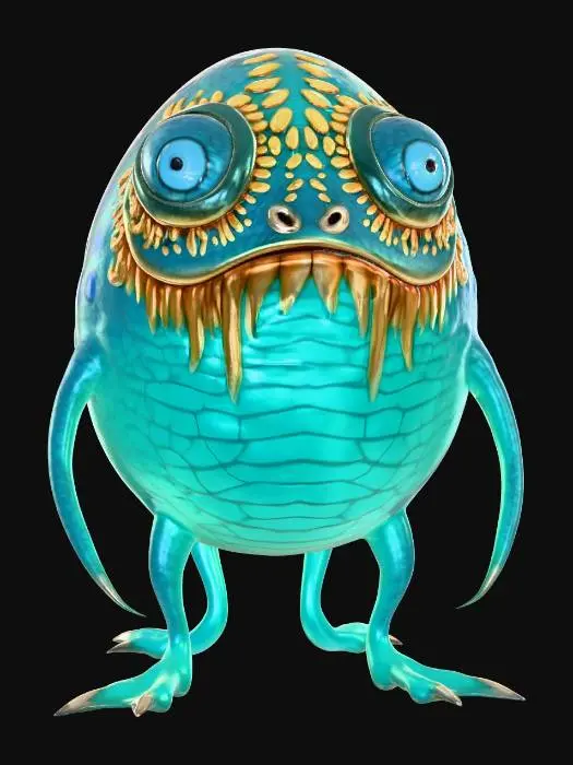 3D model for in eye-ly egg-ly aye aye monster bioluminescent-ly