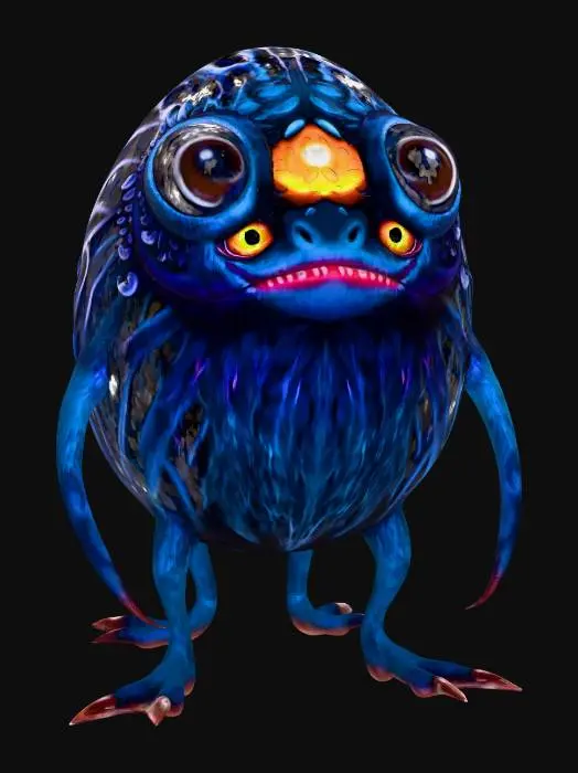 3D model for in eye-ly egg-ly aye aye monster bioluminescent-ly