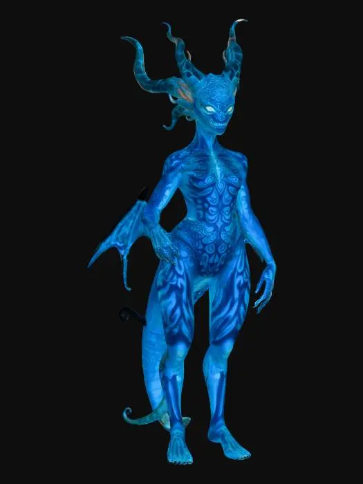 3D model for a shape shifter mythical bioluminescent, aerogel based humanoid like creature