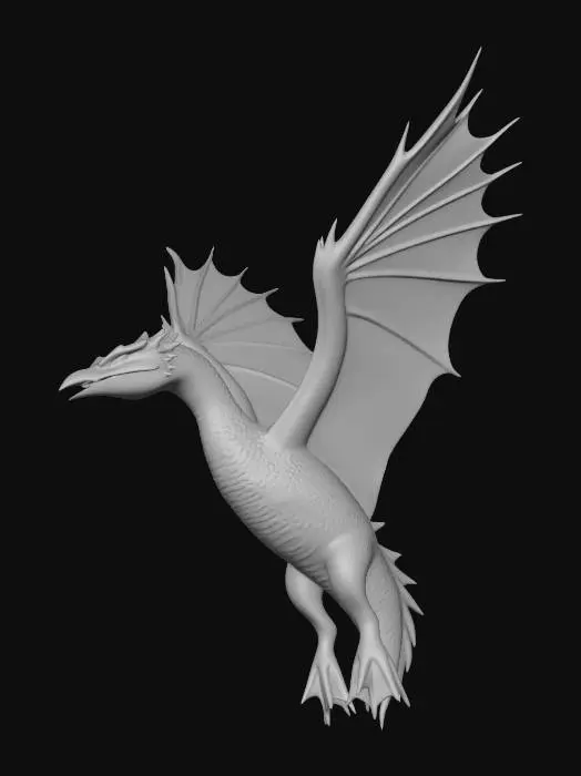 3D model for a dragon flied dragon mixed as a fish duchk creature entangled