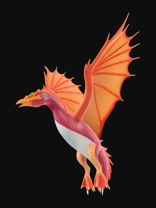 3D model for a dragon flied dragon mixed as a fish duchk creature entangled