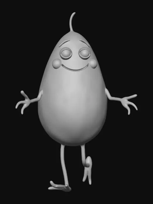 3D model for walking coconut like creature schelved, scrubbed