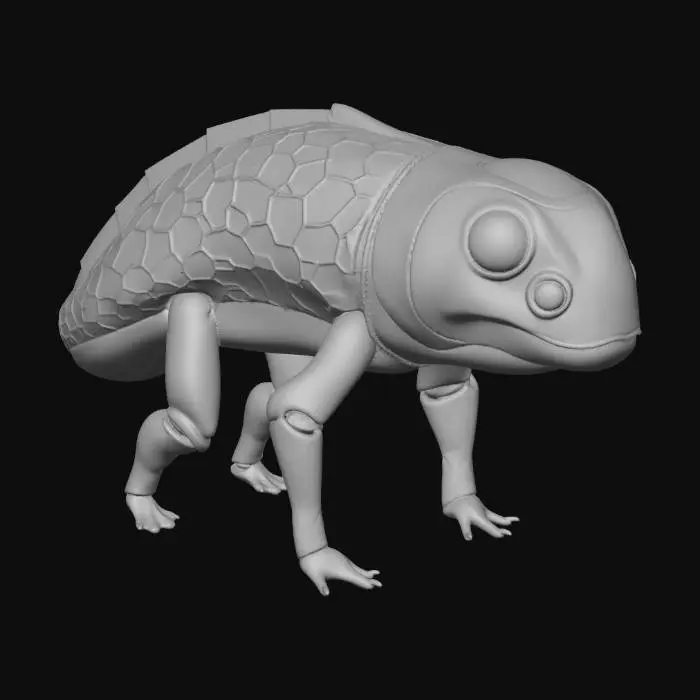 3D model for a hallow and shallow creature with integrated eyes that are sunk within the body glowy mythical amazing