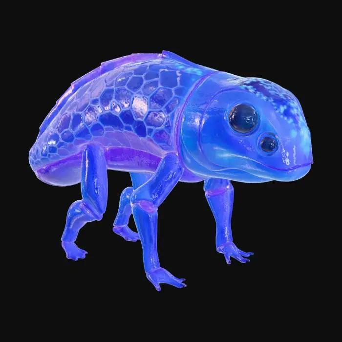 3D model for a hallow and shallow creature with integrated eyes that are sunk within the body glowy mythical amazing