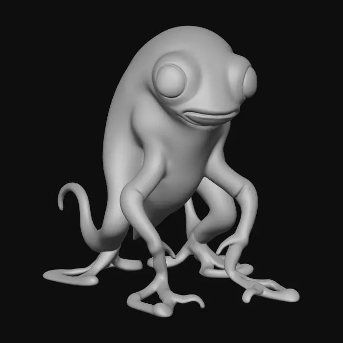 3D model for a gelly slimy monster shifting and gliding across the ground moving forward dripping