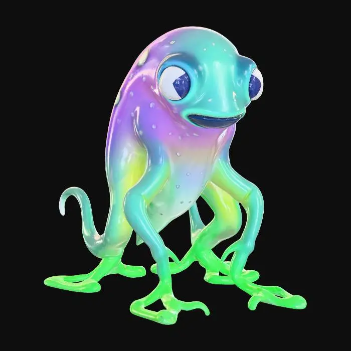 3D model for a gelly slimy monster shifting and gliding across the ground moving forward dripping