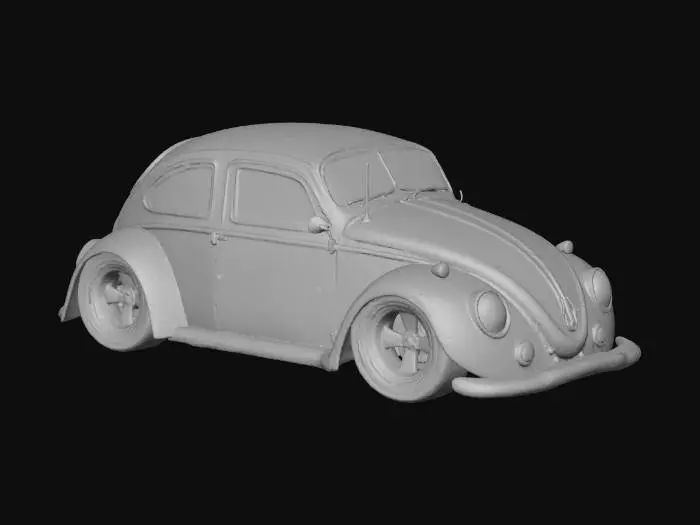 3D model for 1967 Volkswagen Squareback restomod, extreme widebody, Liberty Walk bodykit, front and rear diffusers, extra wide racing tires mounted on titanium deep-dish turbine fin style wheels, appearance is a combination of modern colors and vintage style livery.