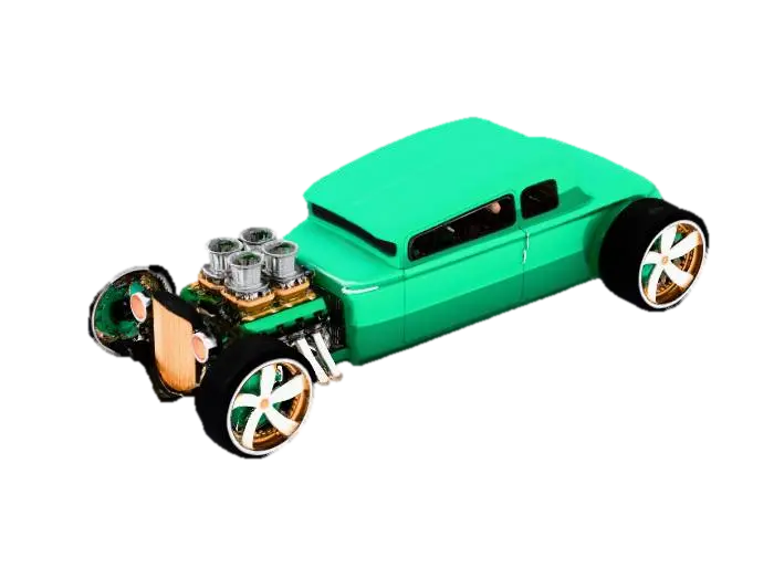 Mean Green Machine - Automobiles model 3D, wygenerowany przez AI