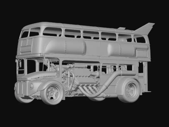 3D model for Steampunk Double-Decker Bus