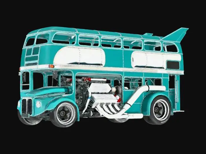 3D model for Steampunk Double-Decker Bus