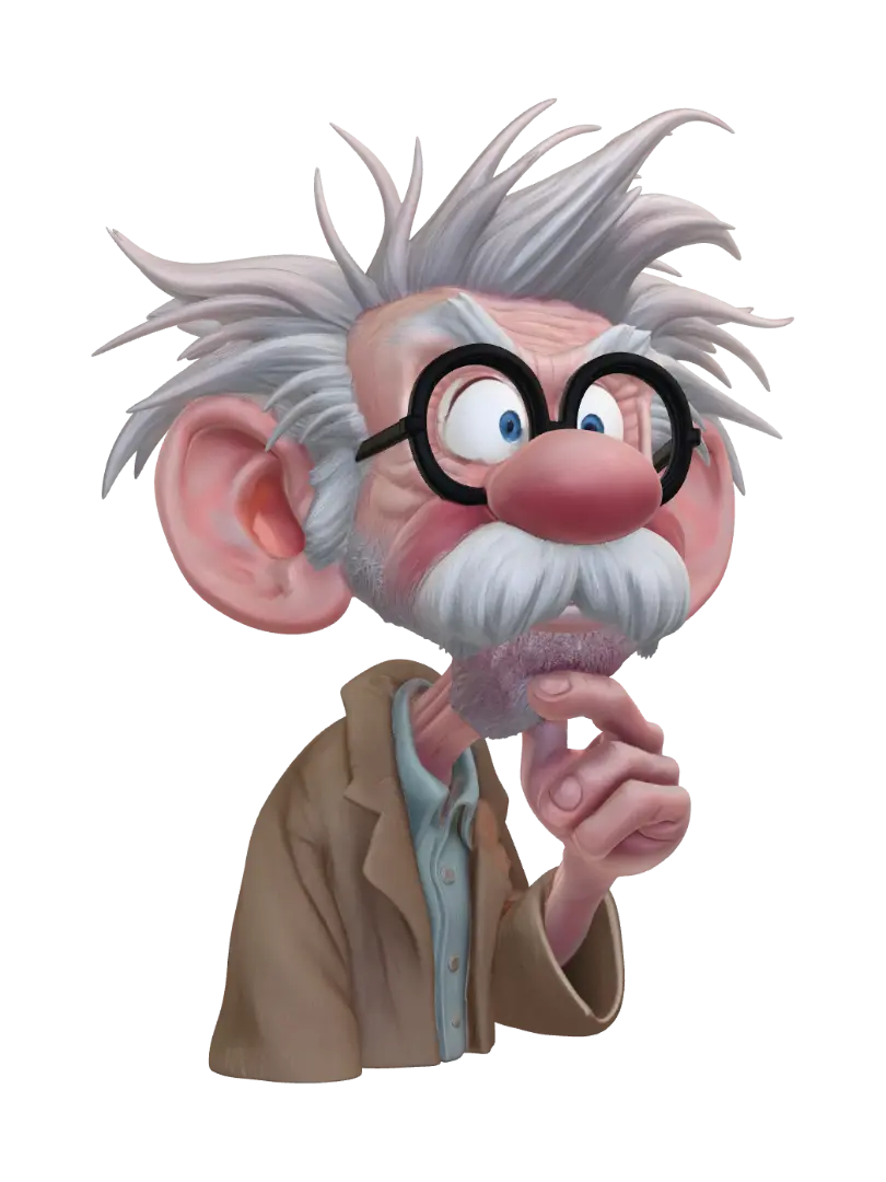 Pondering Professor 3D model, vytvořený pomocí AI