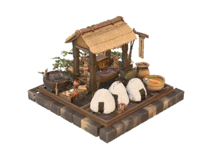 Onigiri Picnic - Rice 3D model, vytvořený pomocí AI