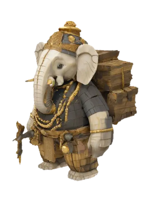 Explorer Ganesha oleh Aiko — dibuat dengan generator 3D Meshy AI, unduh gratis FBX OBJ GLB STL